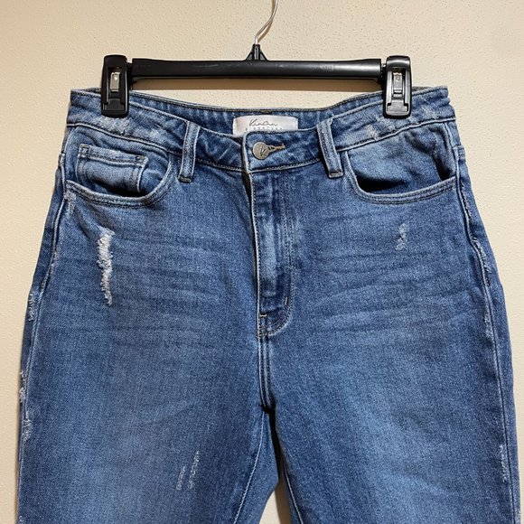 KanCan Signature Distressed Mom Fit Stretch Cuffed Jeans - Picture 6 of 16